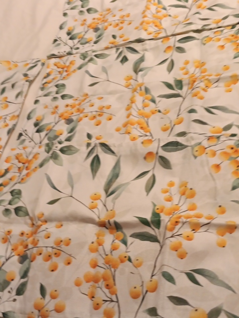 Floral Yellow Berry Print Cotton Place matts - Home Kitchen